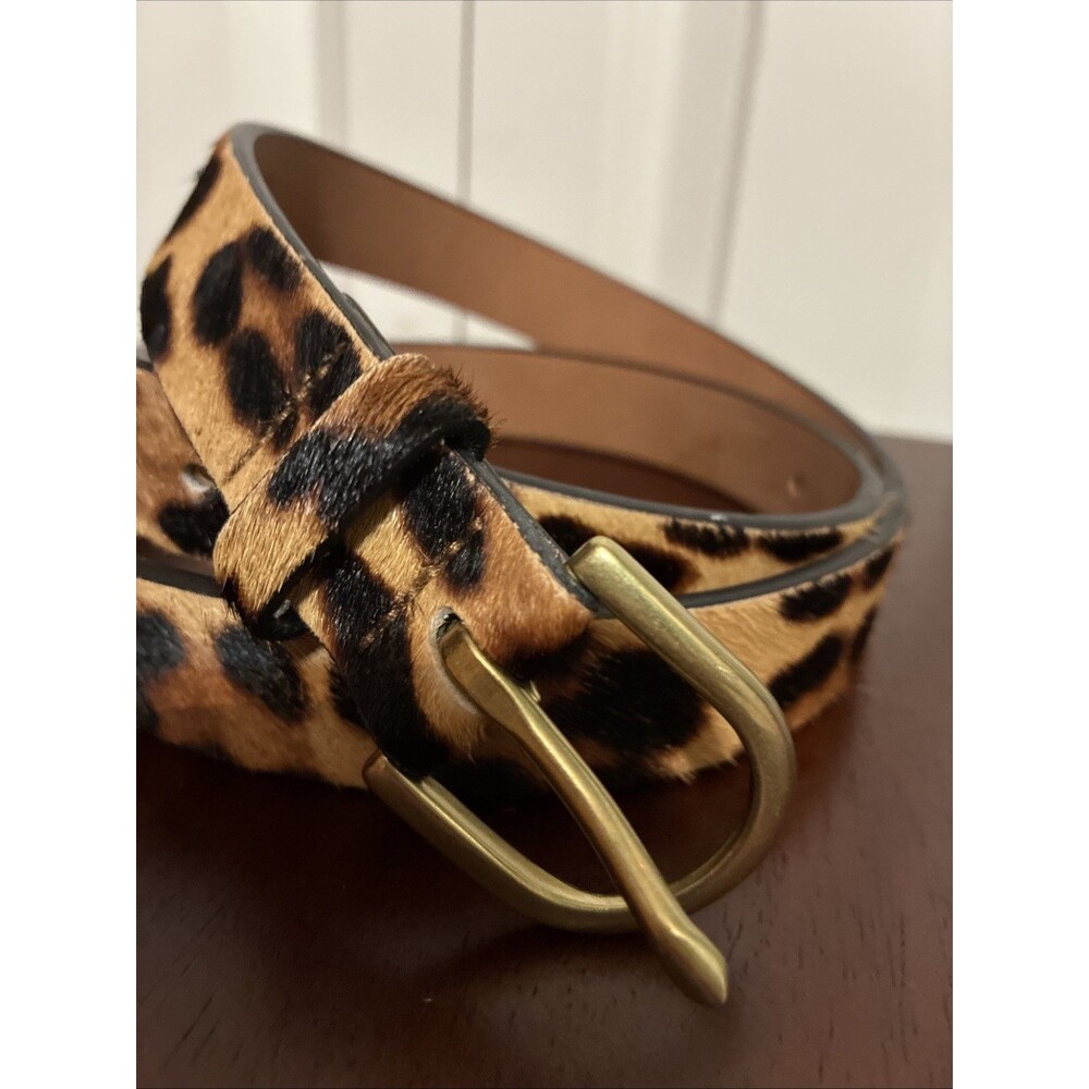 J. Crew, Calf Hair Belt In Leopard Leather S/M 41” $70 - Picture 3 of 8